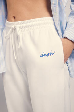 Dash and Stars Calça reta em piqué marfim beige