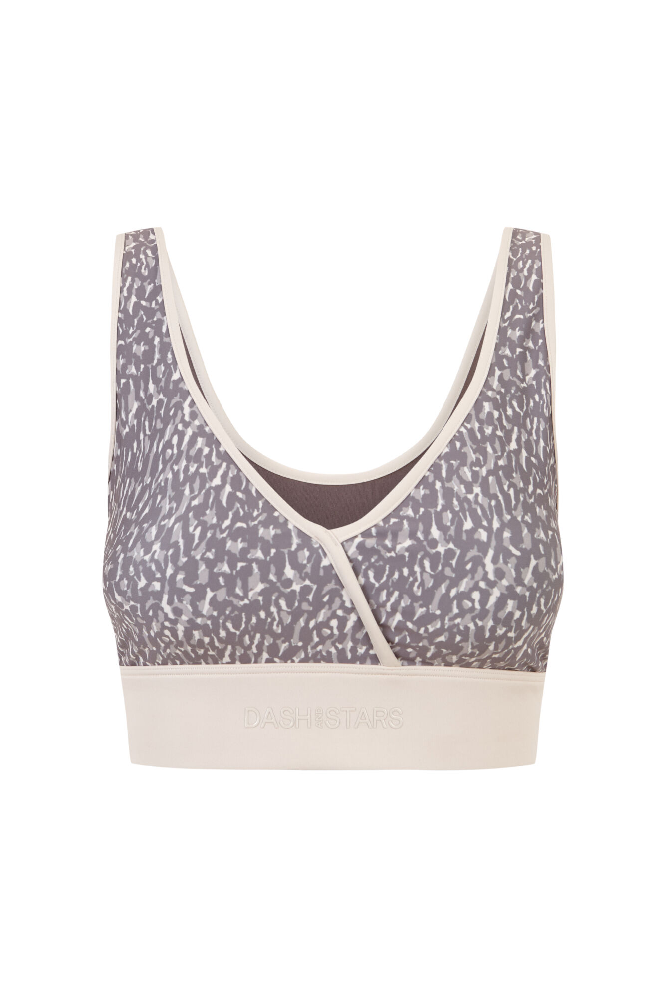 Dash and Stars Soutien desportivo 4D Stretch estampado animal cinzento cru