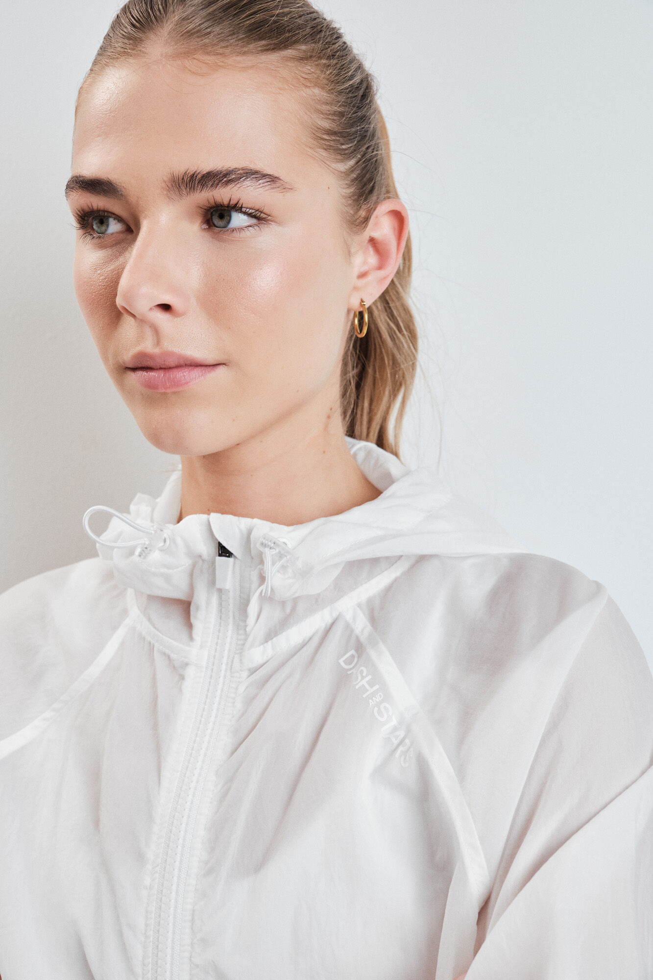 Dash and Stars Casaco corta-vento com capuz branco branco