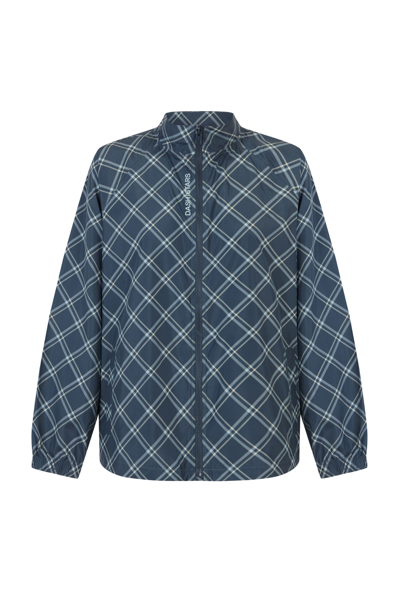 Dash and Stars Blus&atilde;o corta-vento bomber estampado xadrez verde