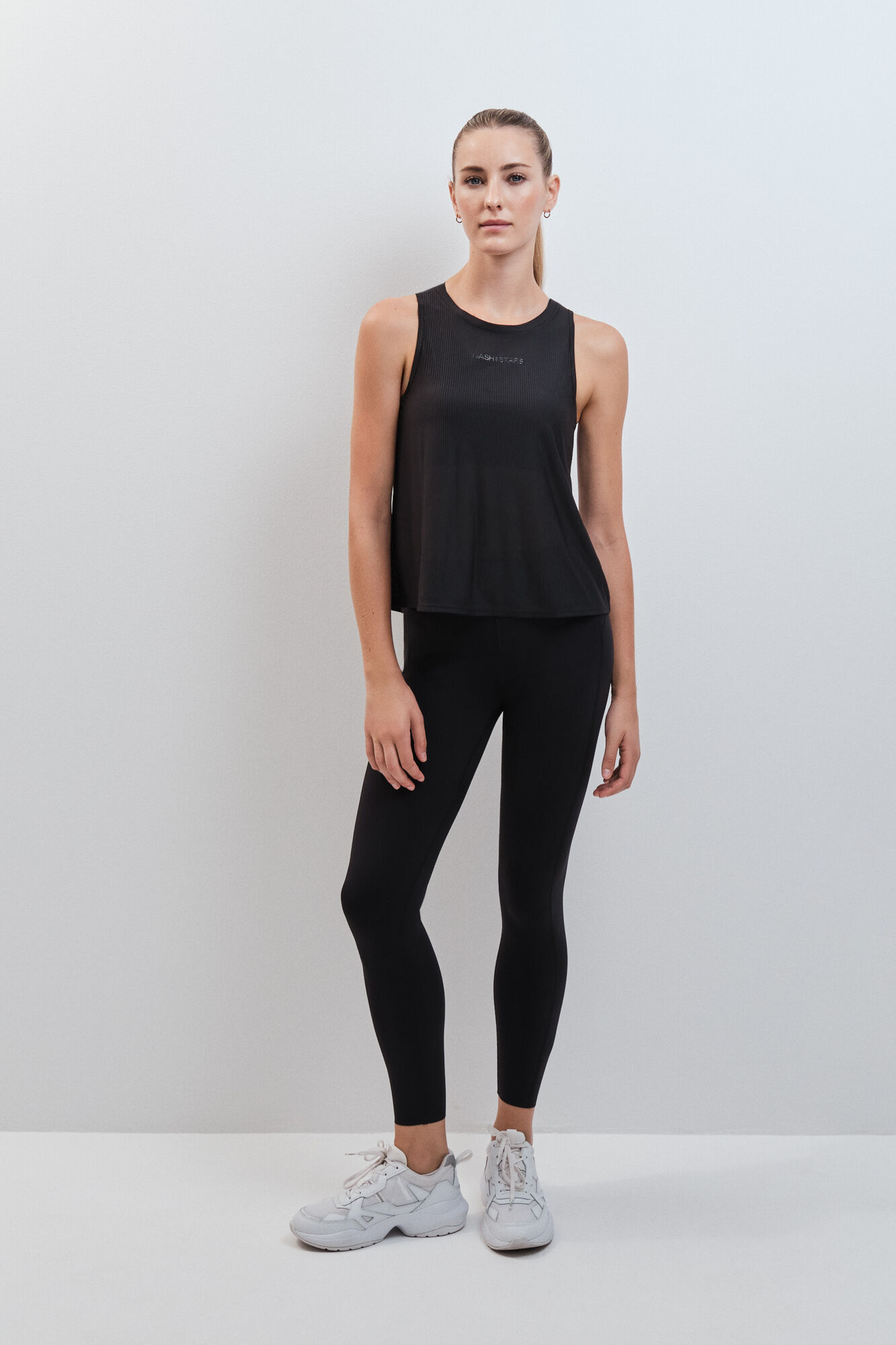 Dash and Stars T-shirt halter semitransparente preto preto