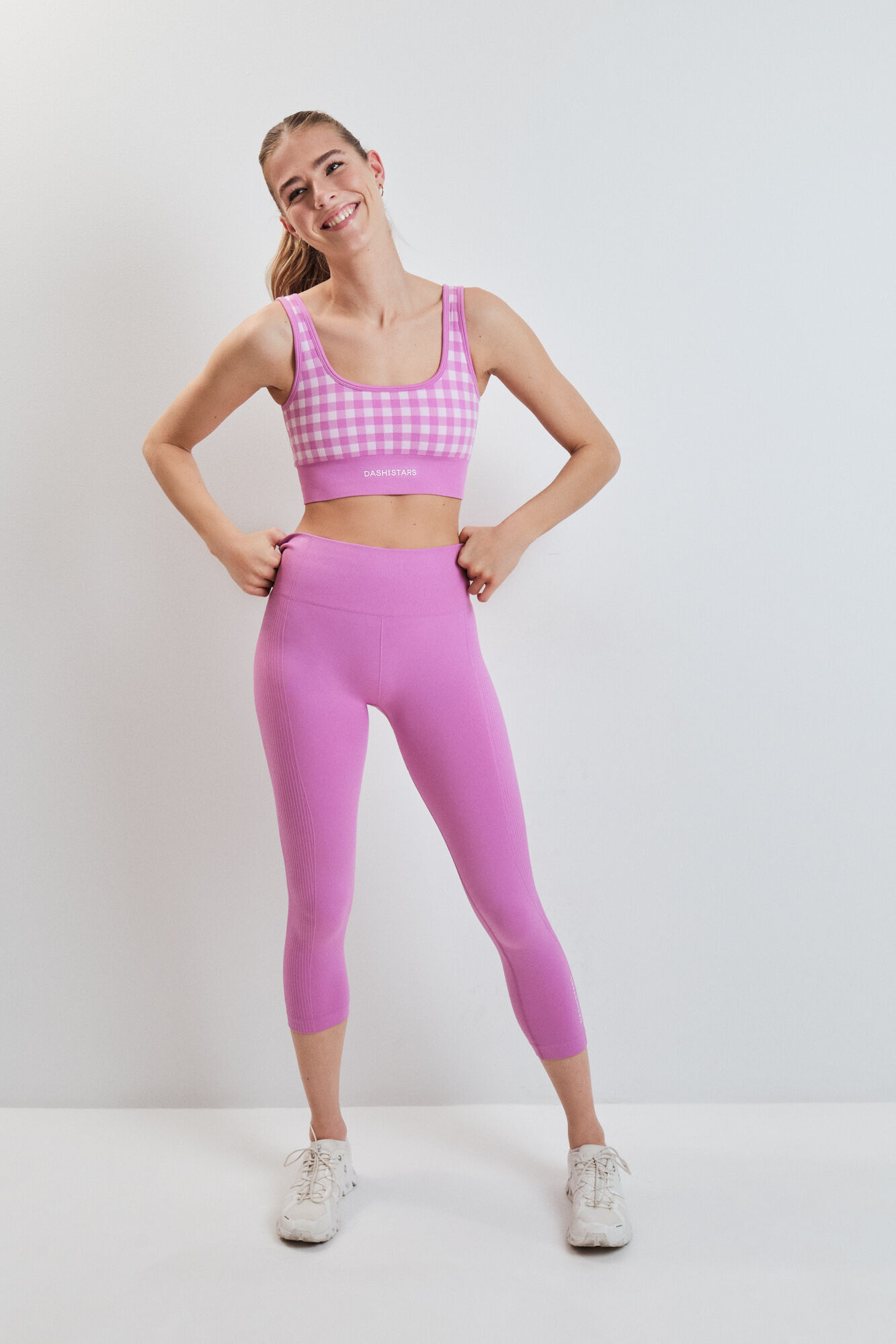 Dash and Stars Leggings SEAMLESS COMFORT crop rosa rosa
