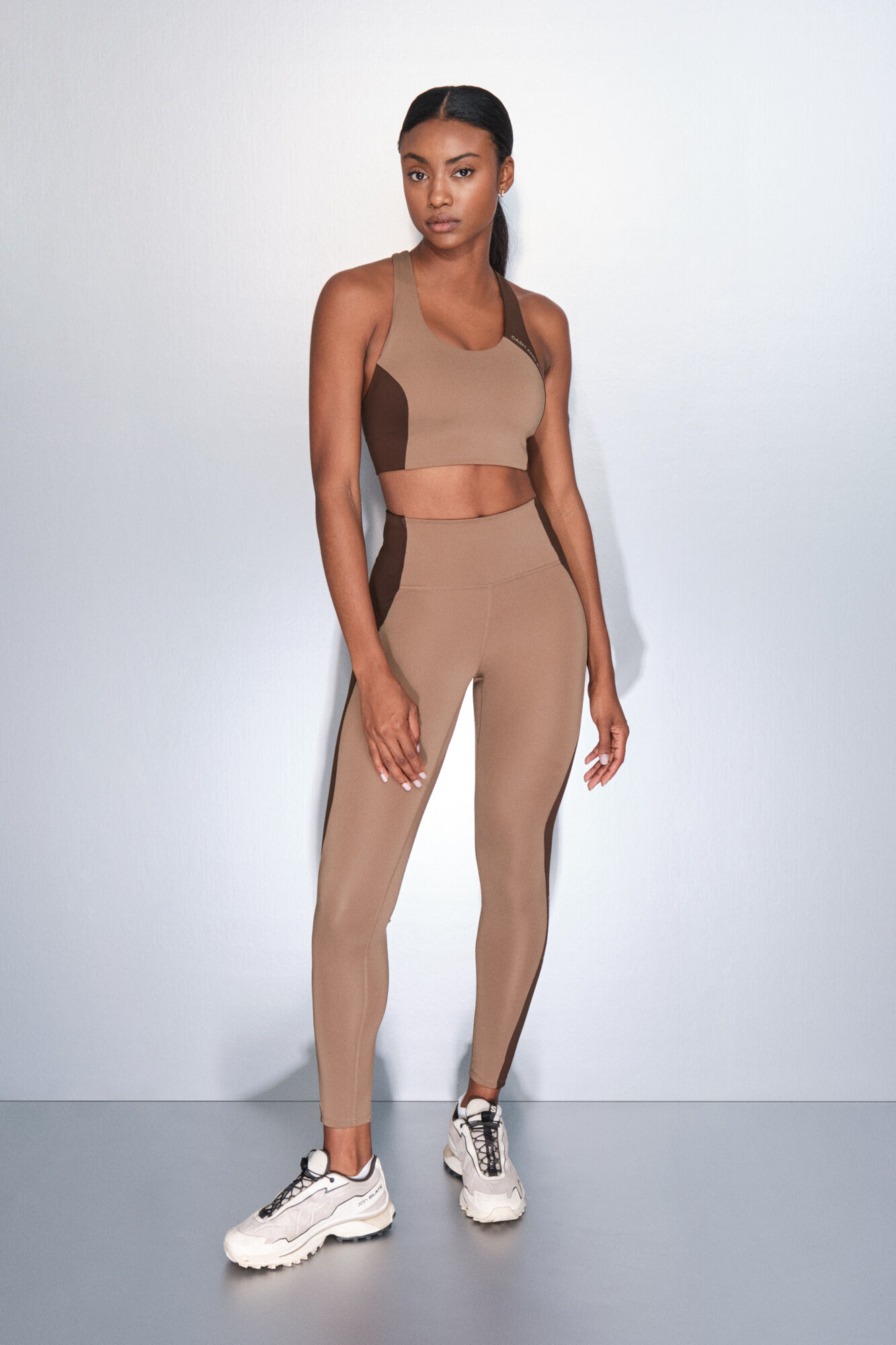 Dash and Stars Leggings 4D STRETCH color block nude