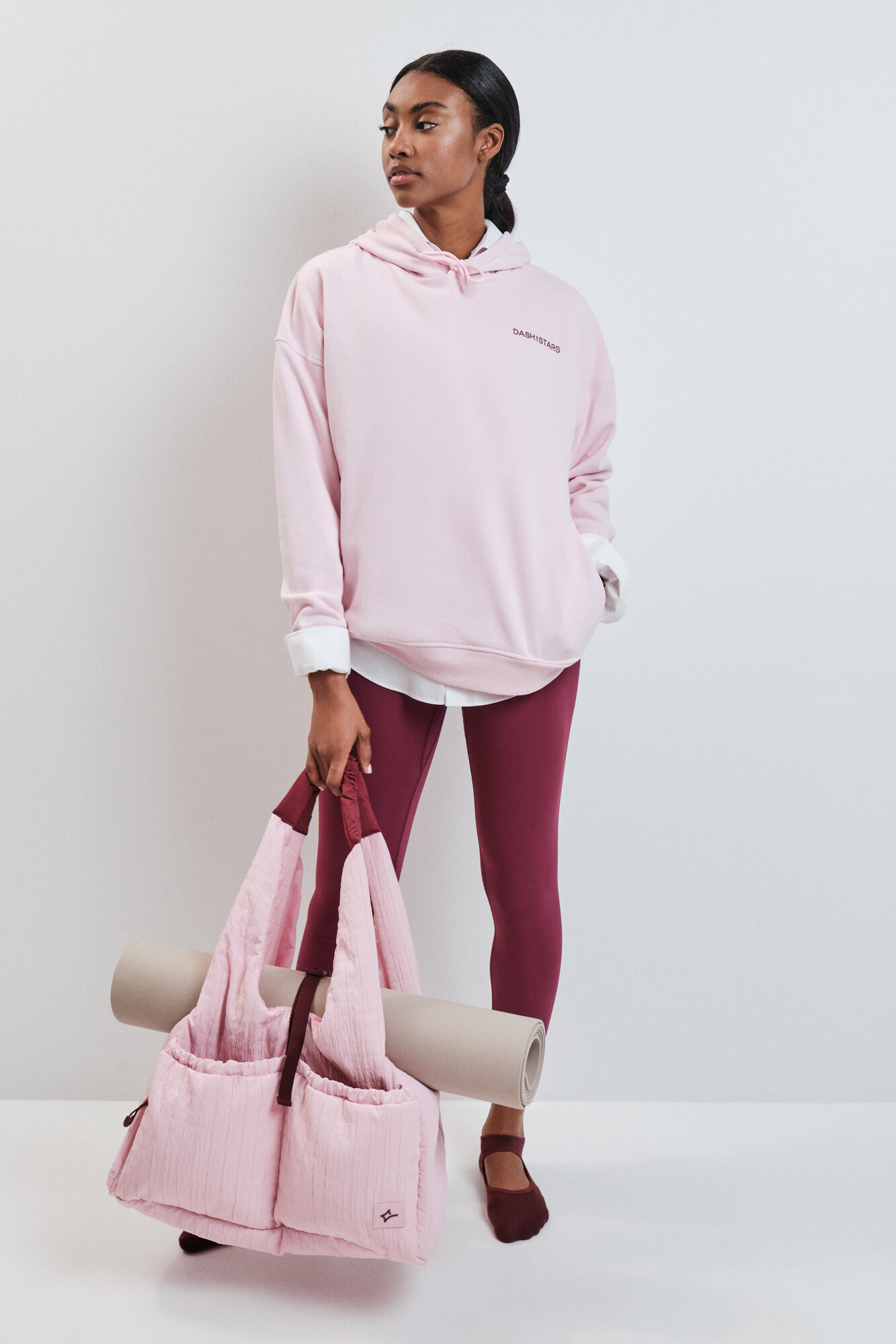 Dash and Stars Sweatshirt de molet&atilde;o de algod&atilde;o rosa rosa