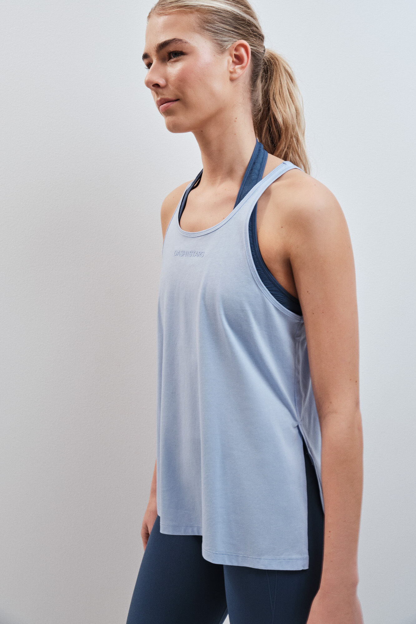 Dash and Stars T-shirt halter 100% algod&atilde;o azul azul