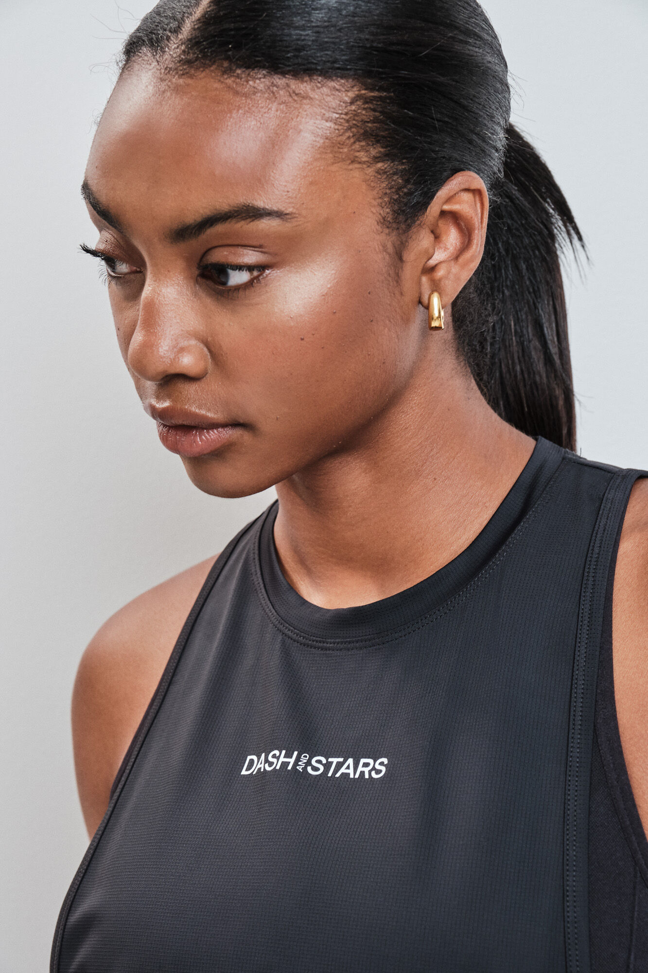Dash and Stars T-shirt t&eacute;cnica sem mangas preto preto