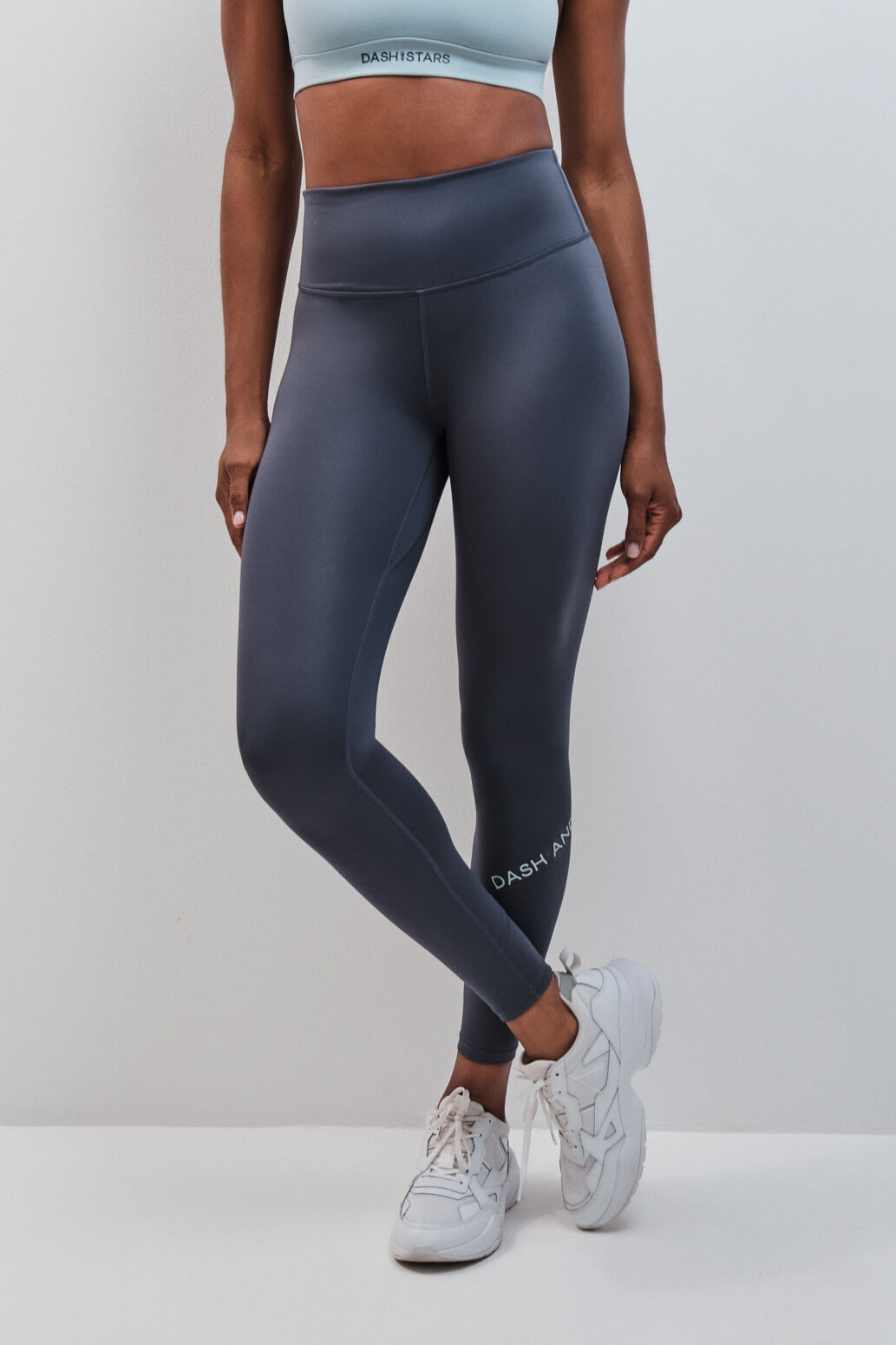 Dash and Stars Leggings compridos 4D STRETCH cinza