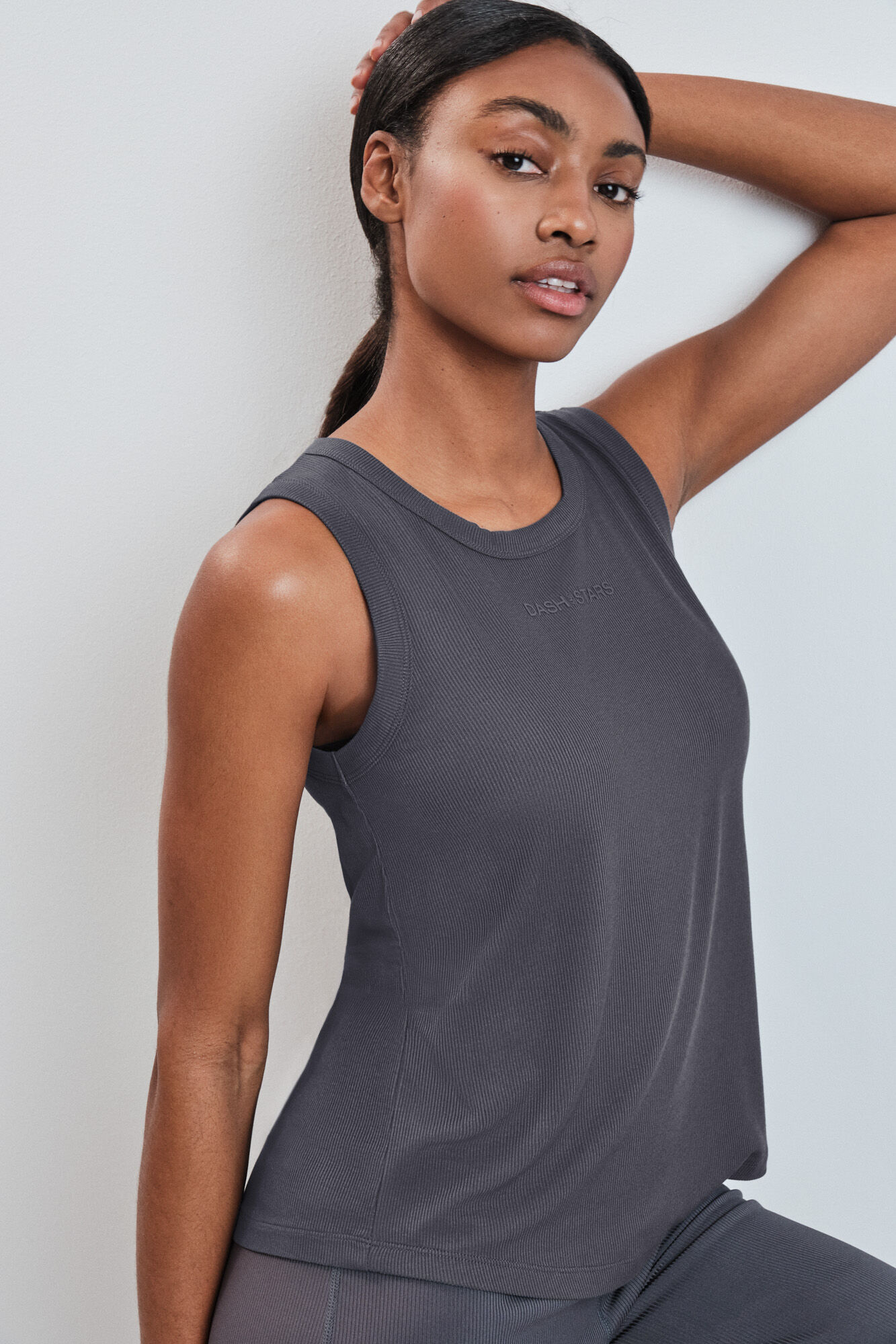 Dash and Stars T-shirt de al&ccedil;as canelada cinzenta cinzento