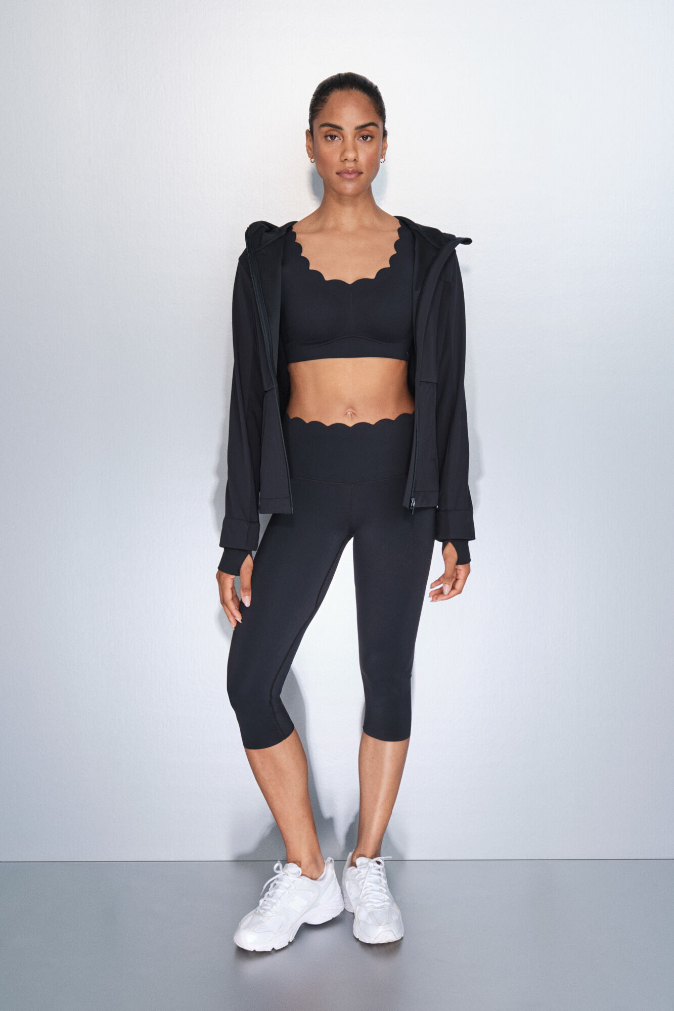 Dash and Stars Leggings compressivas capri pretas preto