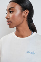 Dash and Stars T-shirt de manga curta extrassuave branca beige