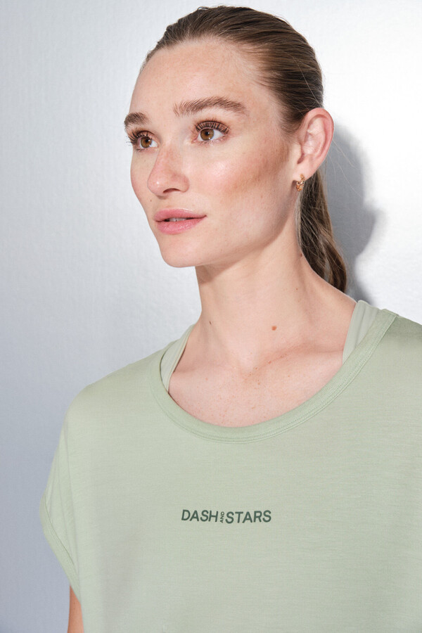 Dash and Stars Camiseta tejido extra suave verde verde