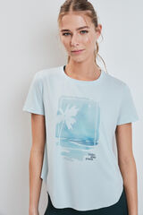 Dash and Stars T-shirt manga curta com painel em tercido mesh azul azul