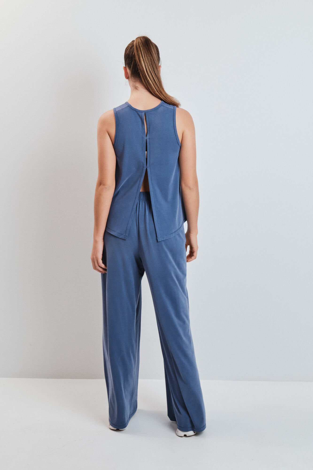 Dash and Stars Cal&ccedil;a comprida palazzo soft touch azul azul