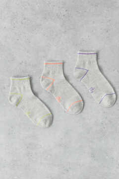 Dash and Stars Pack 3 calcetines cortos técnicos algodón blanco gris