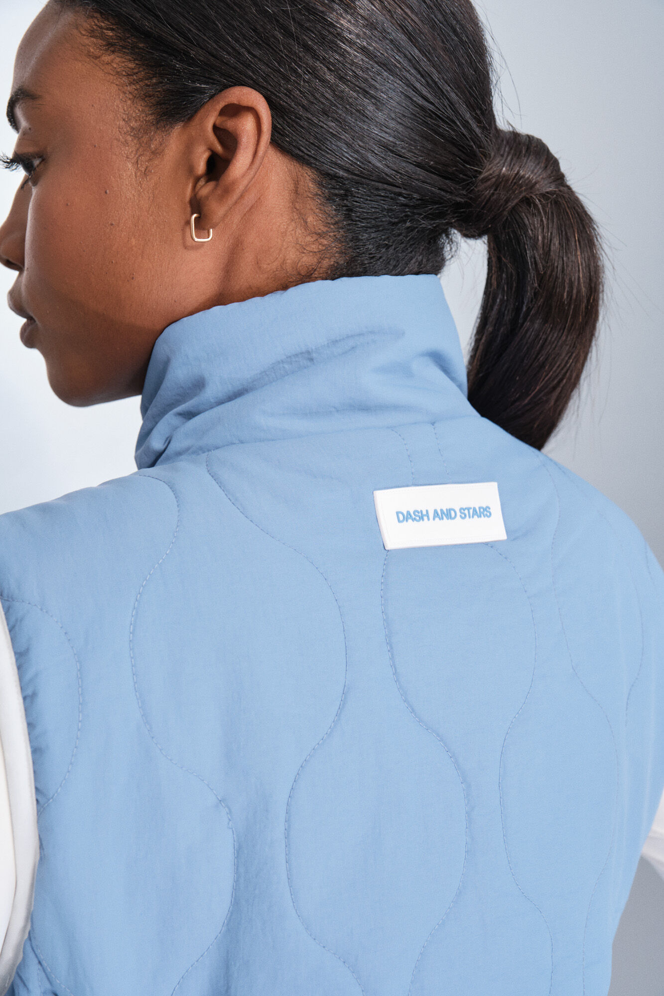 Dash and Stars Chaleco acolchado forrado azul