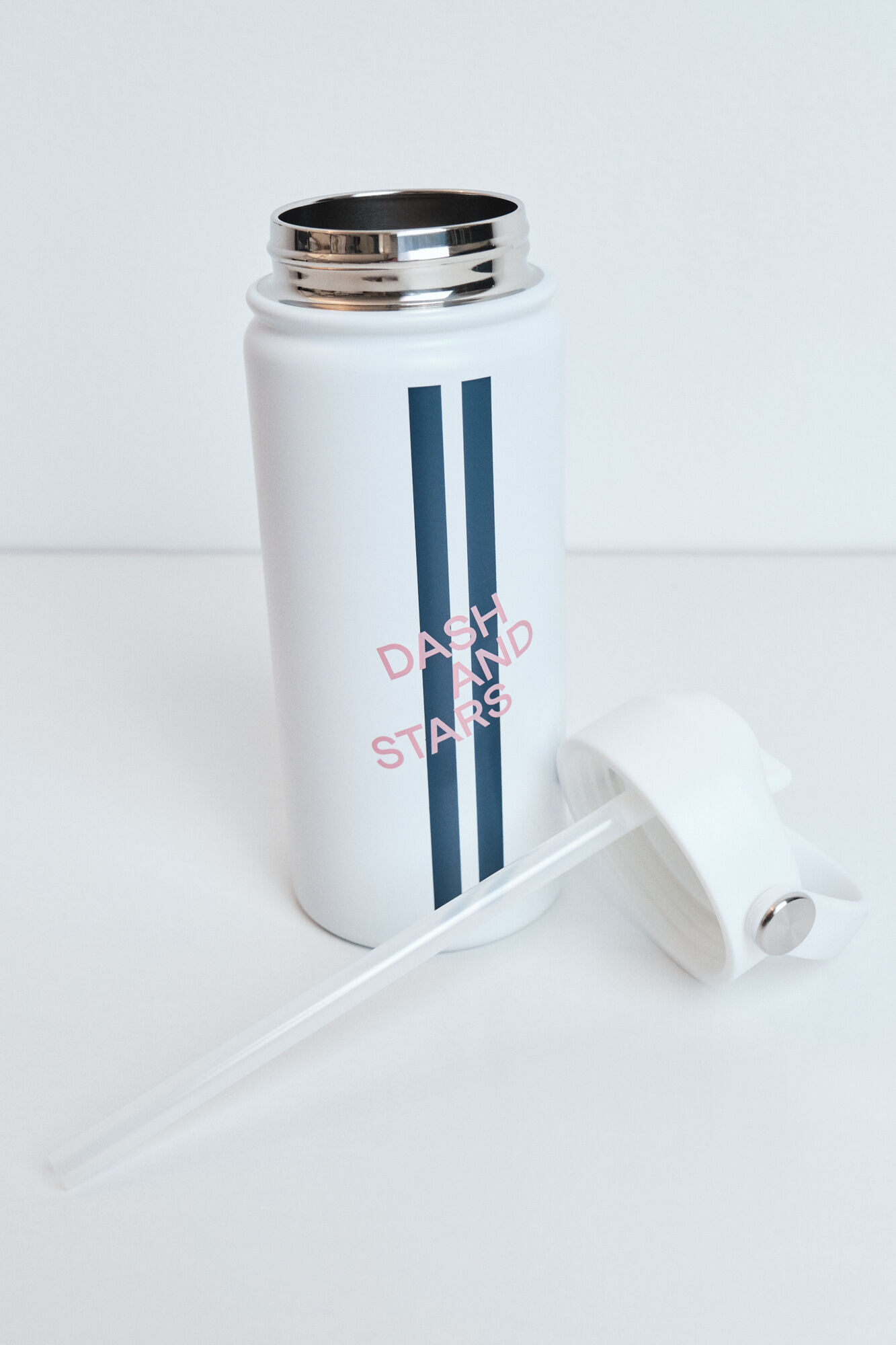 Dash and Stars Garrafa em a&ccedil;o inoxid&aacute;vel branca
