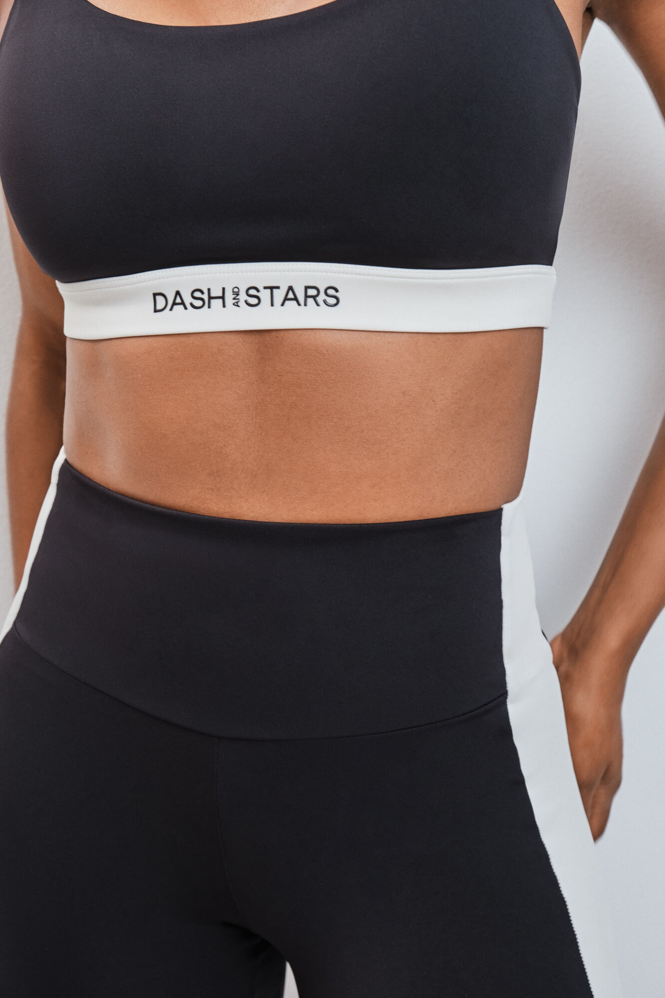 Dash and Stars Leggings compridos 4D STRETCH contraste preto preto