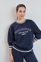 Dash and Stars Sweatshirt college em molet&atilde;o azul azul