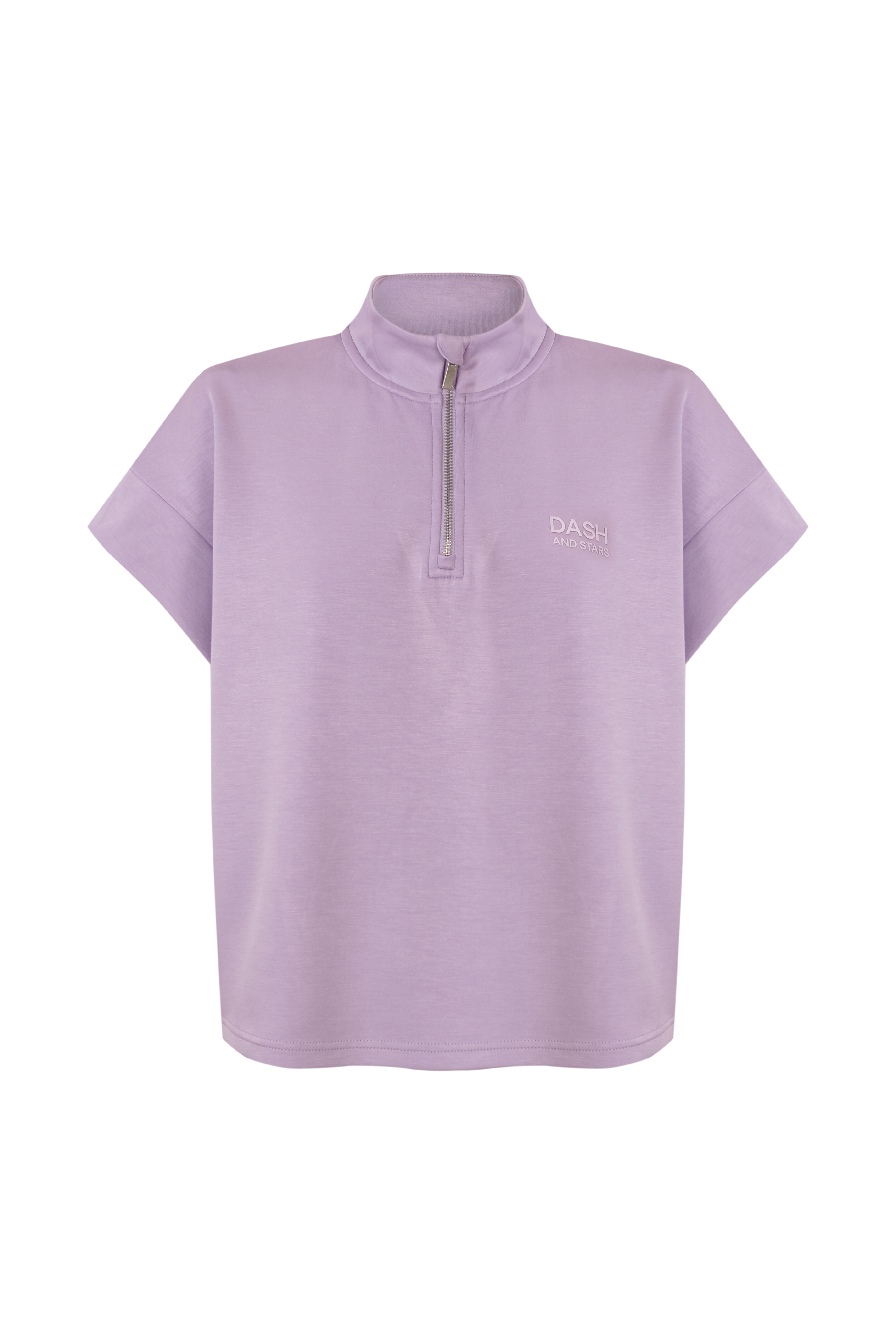 Dash and Stars Sweatshirt manga curta em viscose suave lil&aacute;s rosa