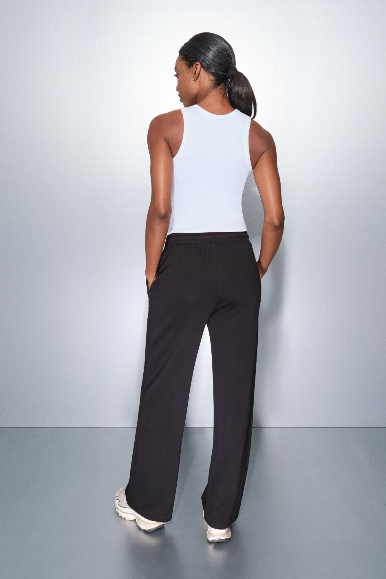 Dash and Stars Cal&ccedil;a compridas e largas e macias preto