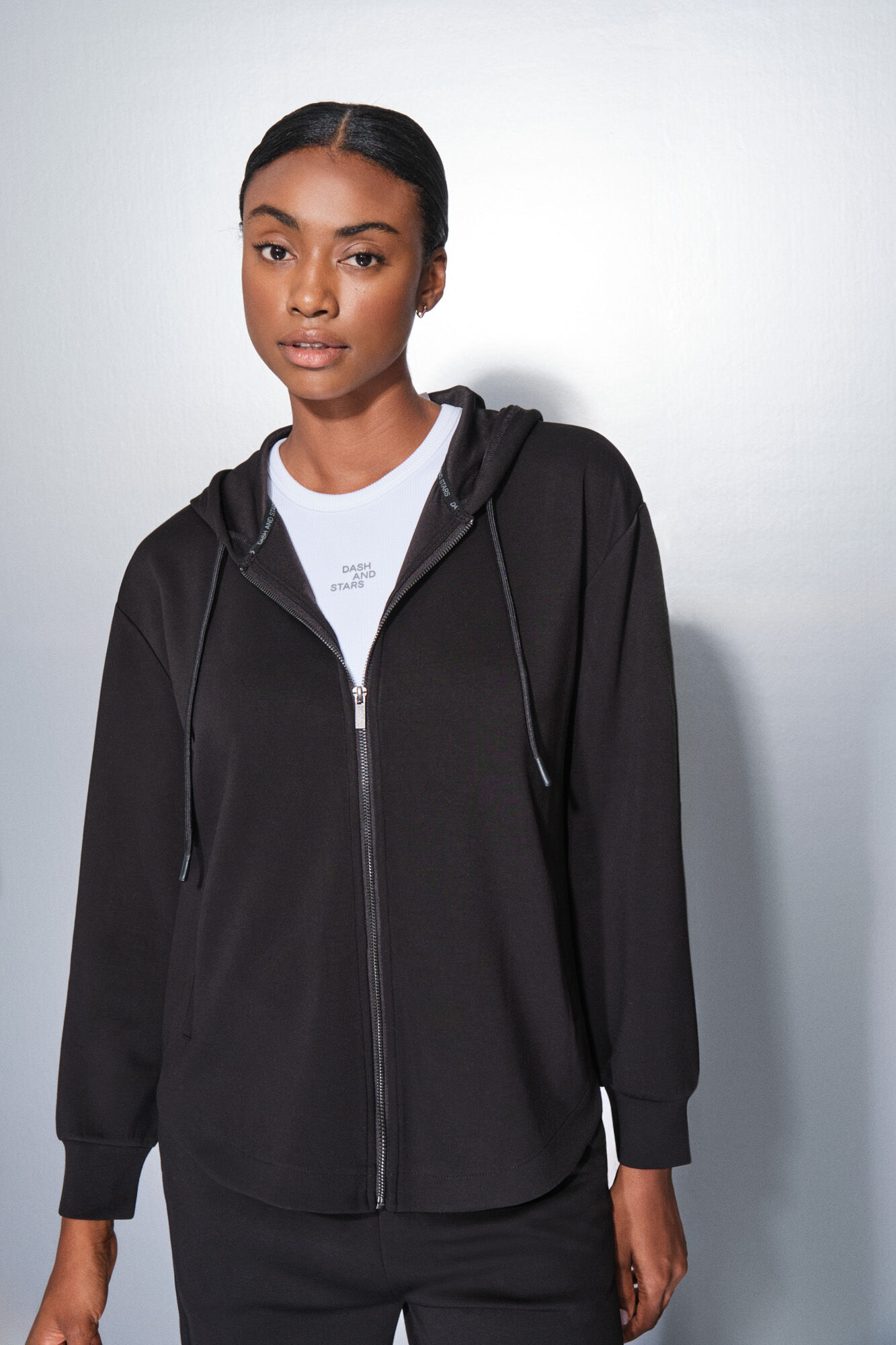 Dash and Stars Casaco preta com fecho-&eacute;clair  preto