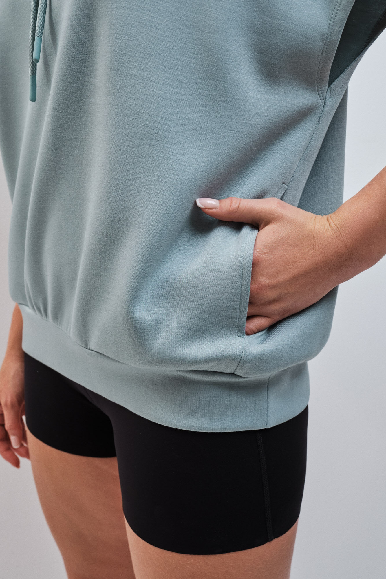Dash and Stars Sweatshirt com capuz sem mangas verde verde