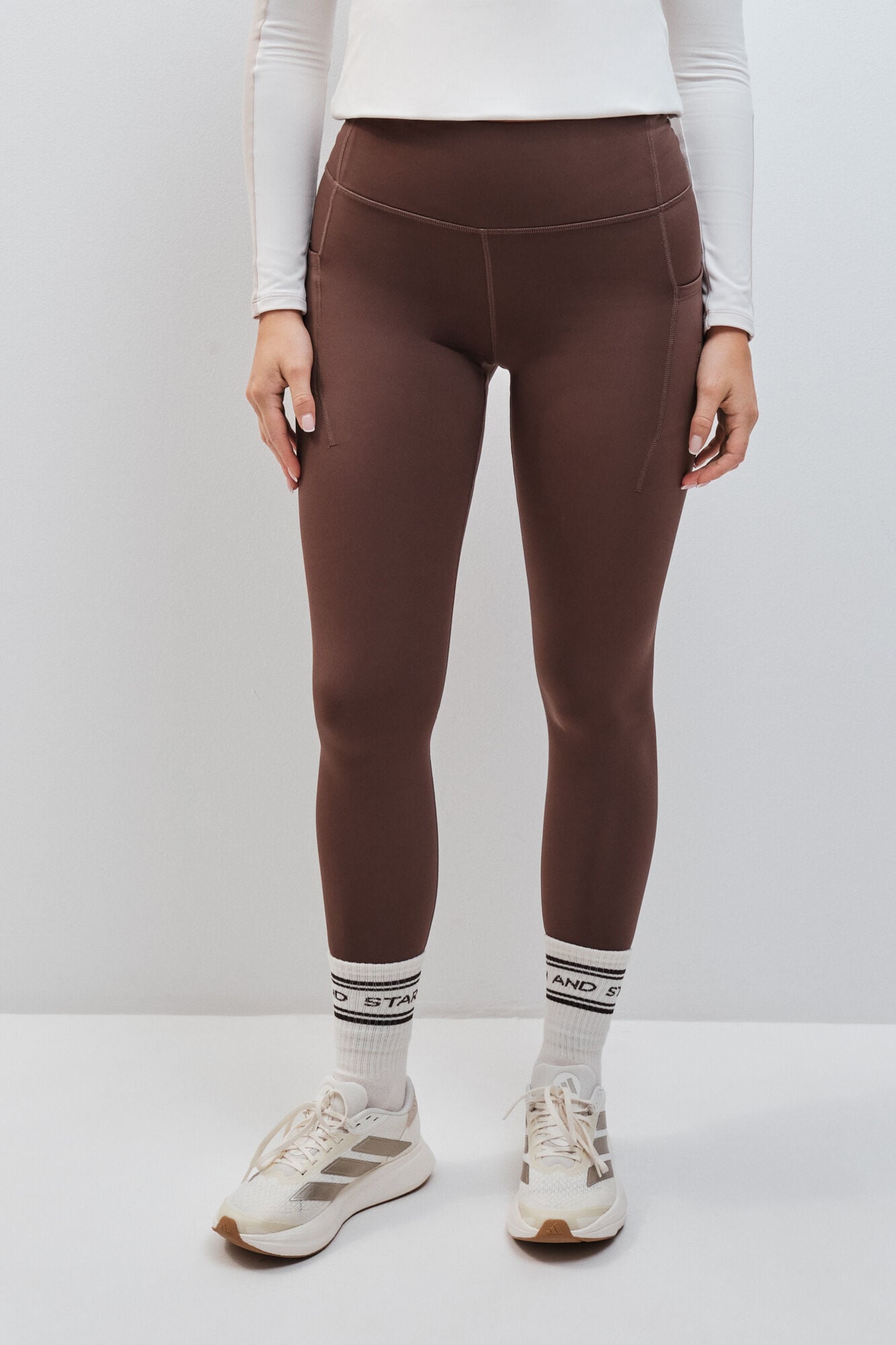 Dash and Stars Leggings t&eacute;rmicos compridos castanhos cru