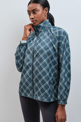 Dash and Stars Blus&atilde;o corta-vento bomber estampado xadrez verde