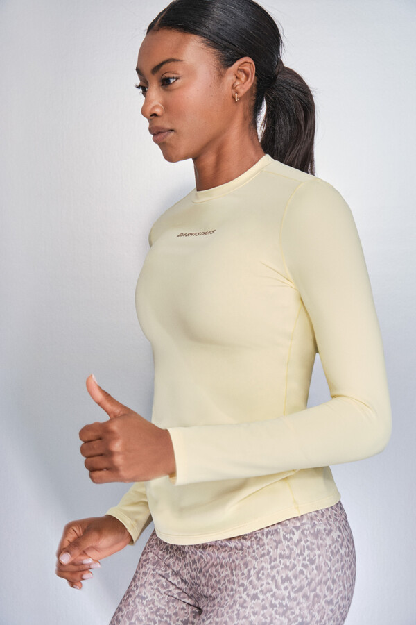 Dash and Stars Camiseta manga larga amarillo estampado