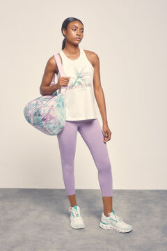 Dash and Stars T-shirt branca de algodão sem mangas beige