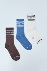 Dash and Stars Pack 3 meias compridas de algod&atilde;o com logo branco