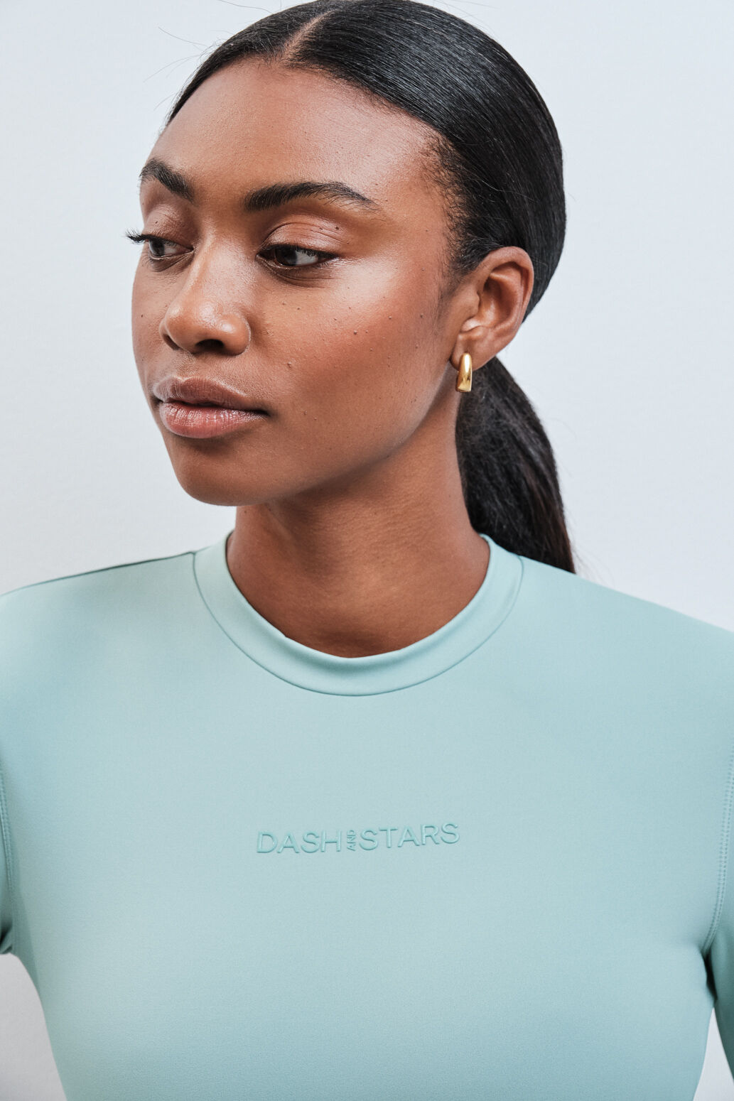 Dash and Stars T-shirt justa de manga comprida verde