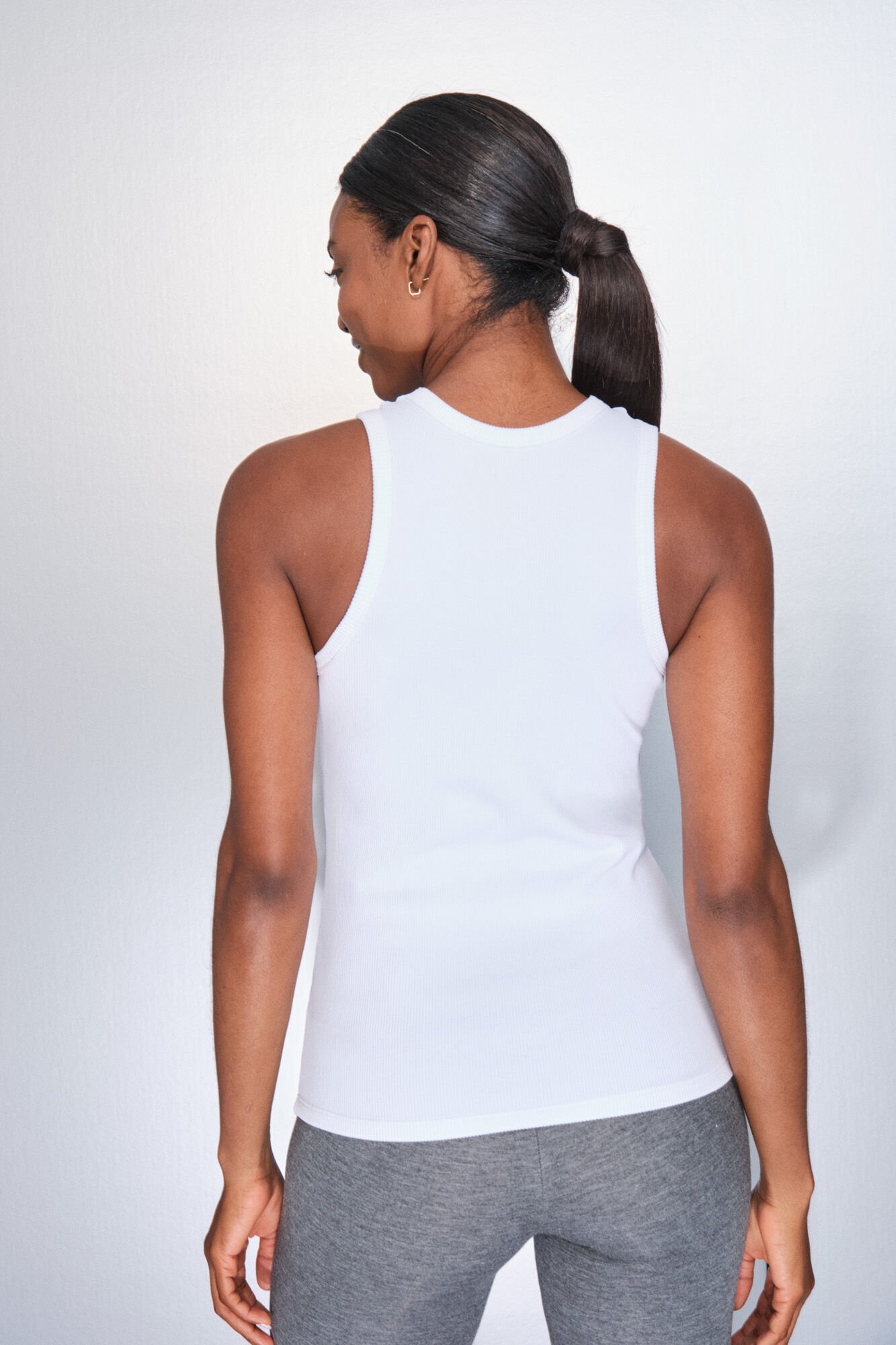 Dash and Stars T-shirt halter de algod&atilde;o canelado branco branco
