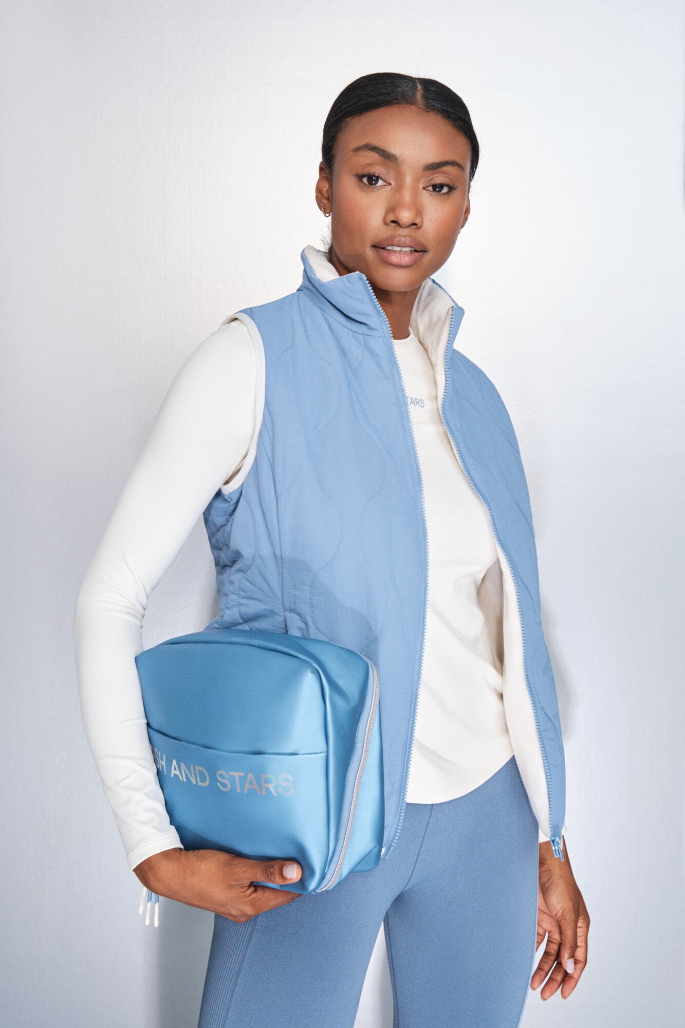 Dash and Stars Colete acolchoado forrado azul azul