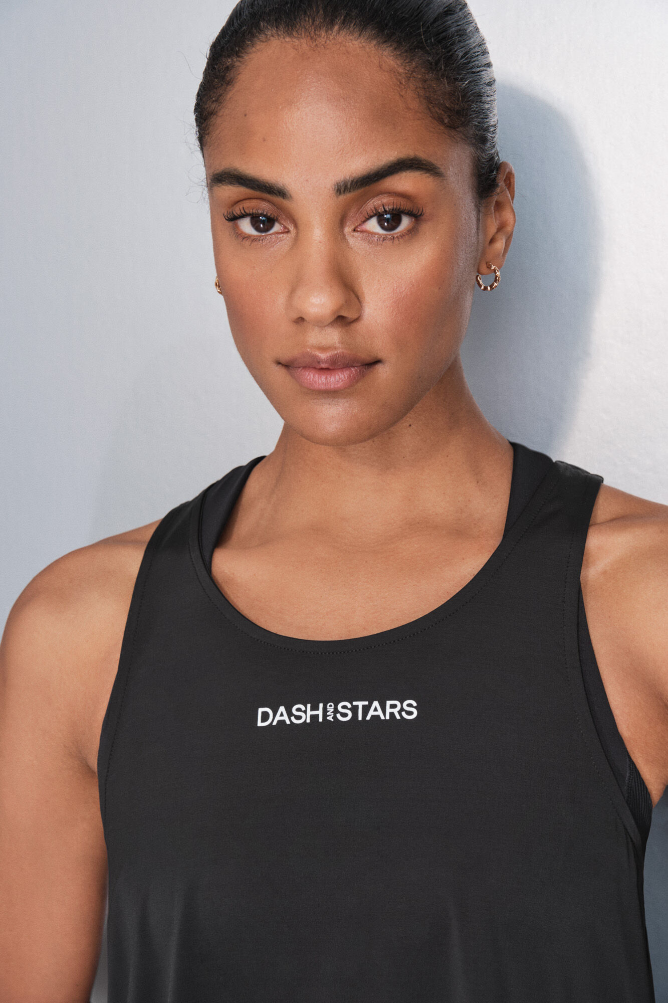Dash and Stars T-shirt preto assim&eacute;trico halter preto