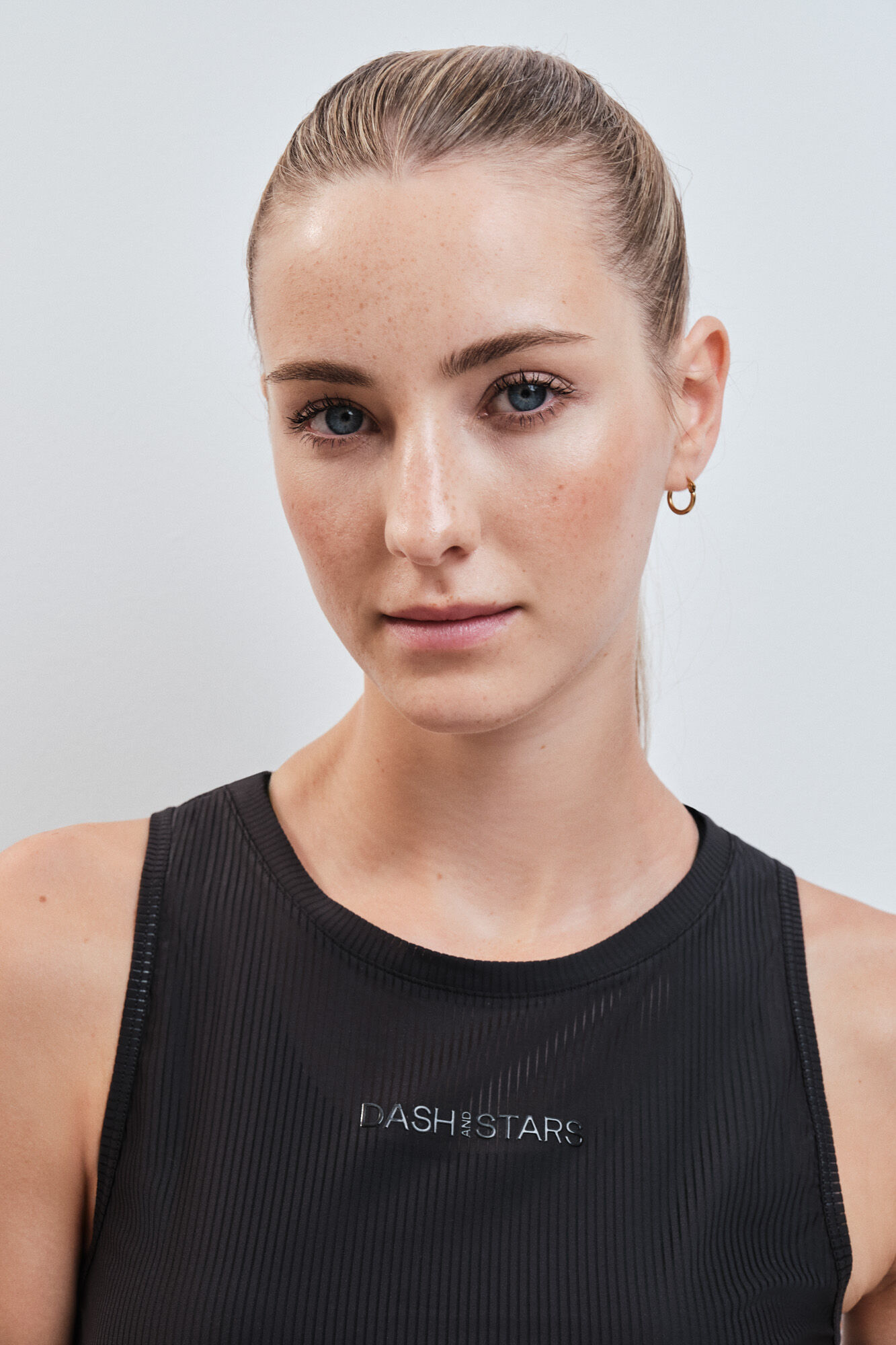 Dash and Stars T-shirt halter semitransparente preto