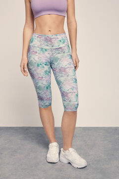 Dash and Stars Leggings crop print flores verde