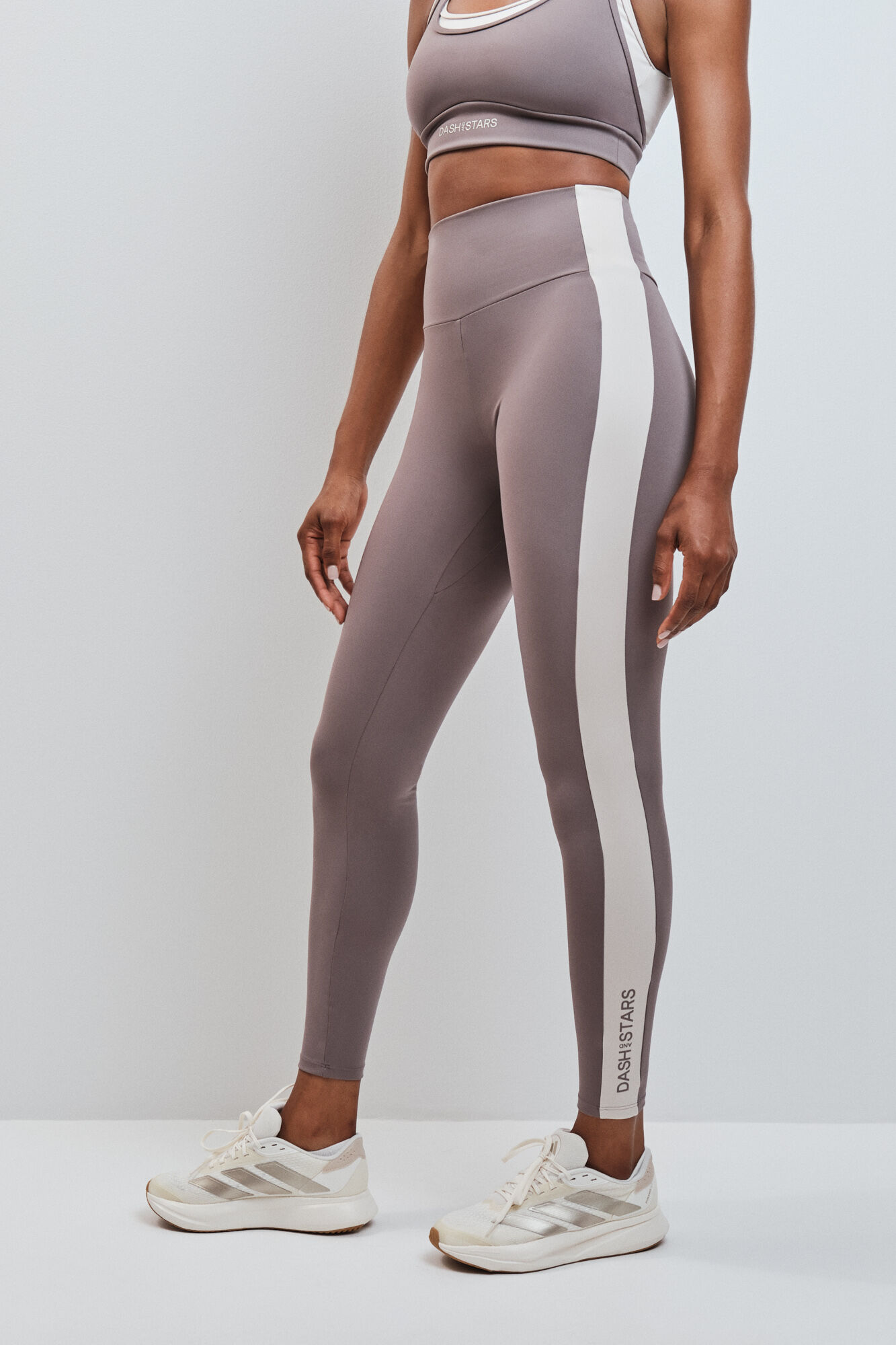 Dash and Stars Leggings compridos 4D STRETCH contraste marrom