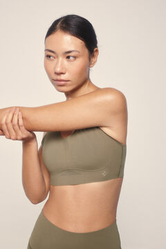 Dash and Stars Sujetador deportivo COMPRESSIVE caqui estampado