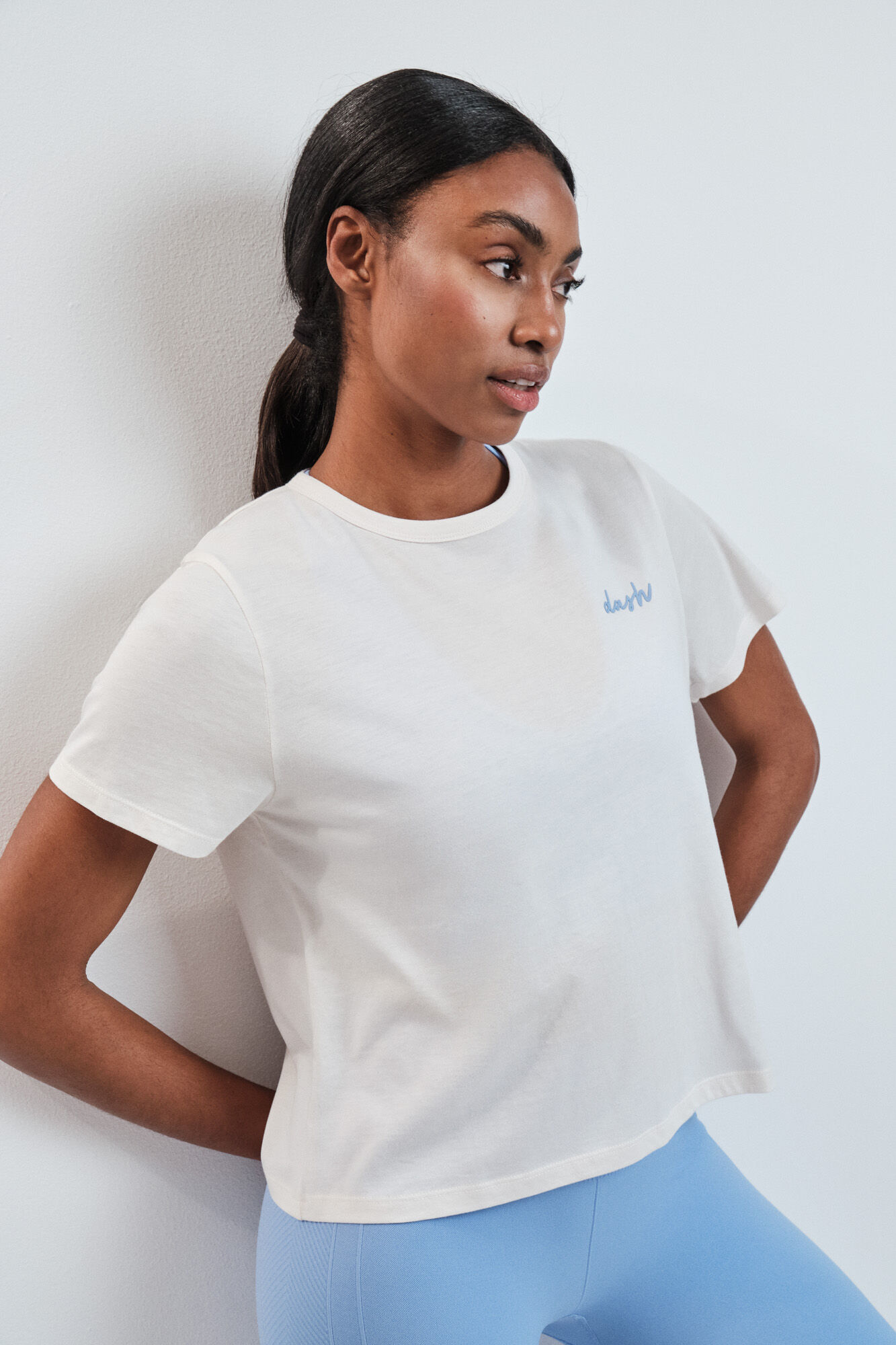 Dash and Stars T-shirt de manga curta extrassuave branca beige