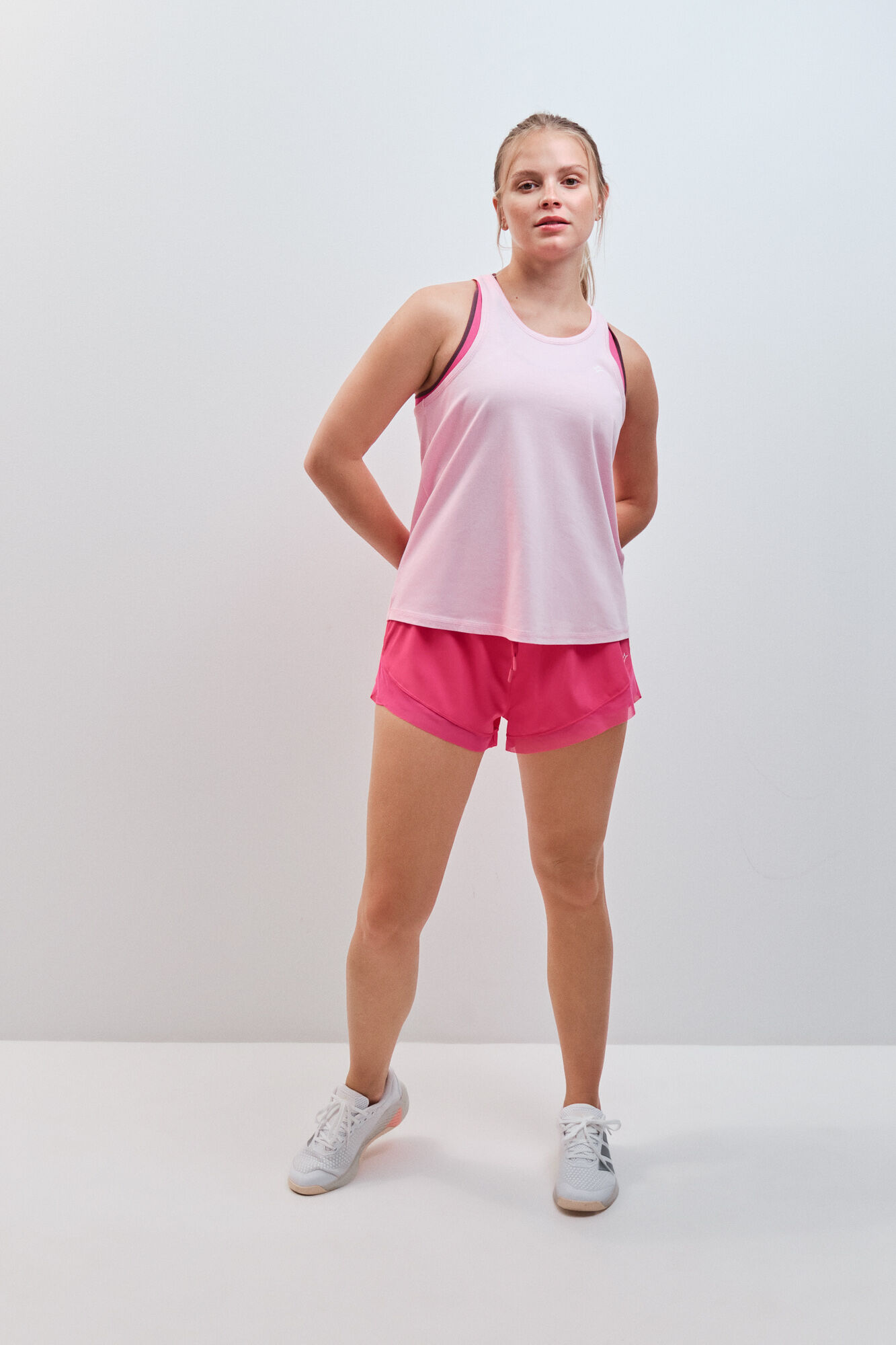 Dash and Stars T-shirt sem mangas em algod&atilde;o rosa rosa
