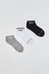 Dash and Stars Pack 3 meias curtas em algod&atilde;o branco