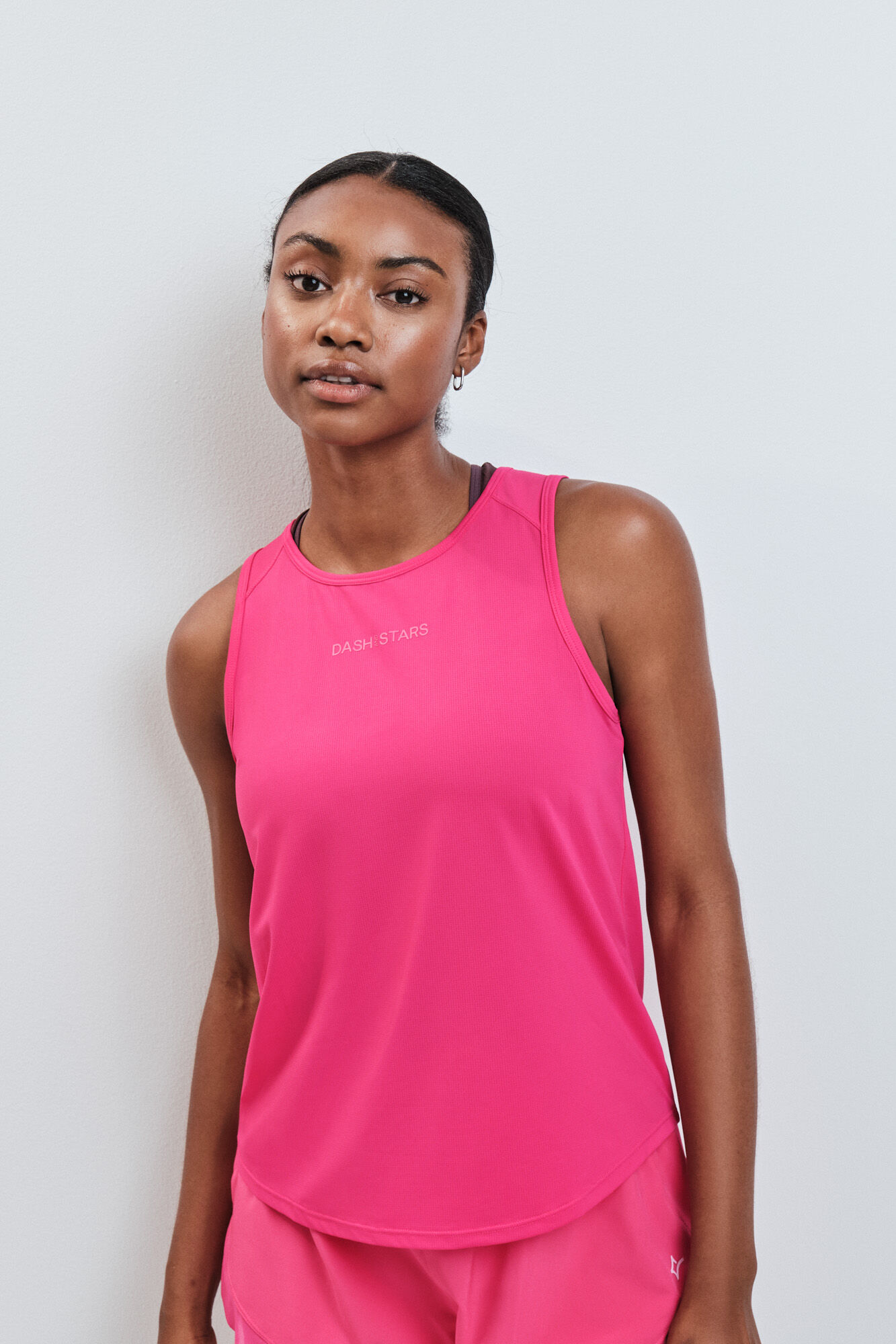 Dash and Stars T-shirt t&eacute;cnica sem mangas rosa