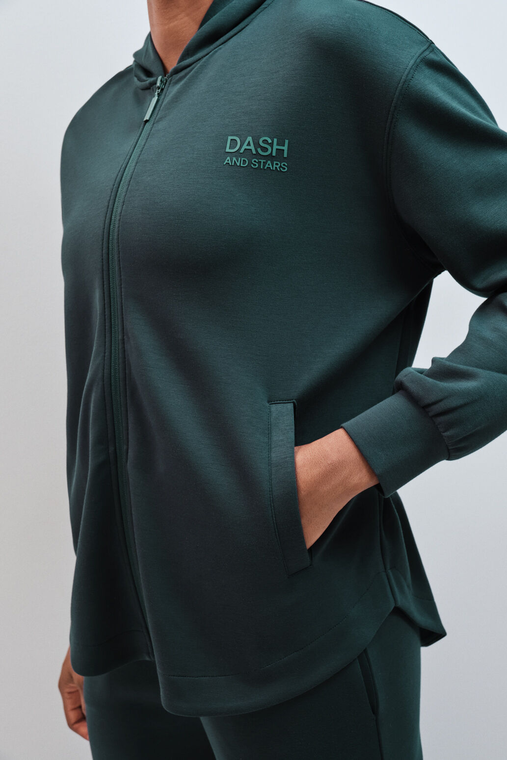 Dash and Stars Sweatshirt com capuz soft touch verde azul