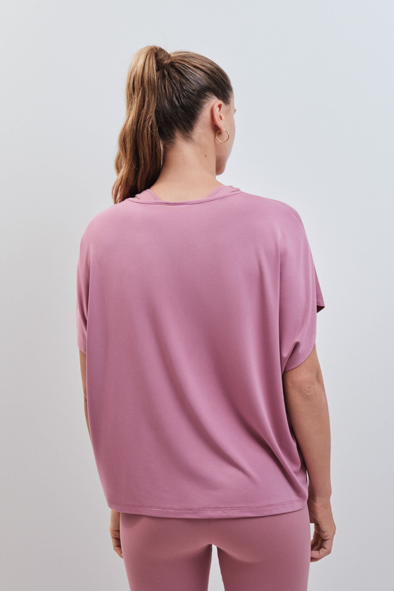 Dash and Stars T-shirt de manga curta em modal rosa rosa