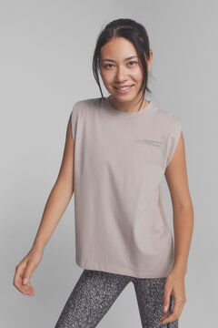 Dash and Stars T-shirt mangas com ombreiras beige