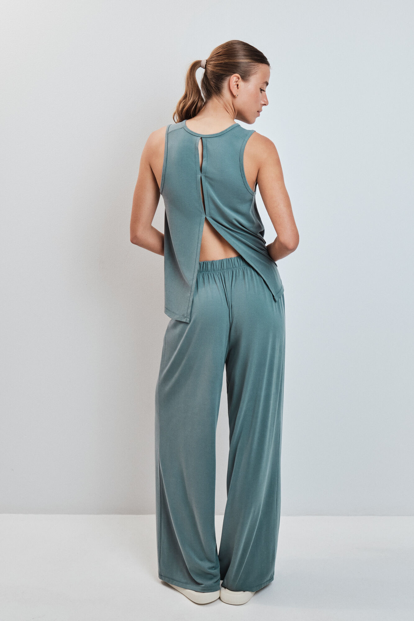 Dash and Stars Cal&ccedil;a comprida palazzo soft touch verde verde