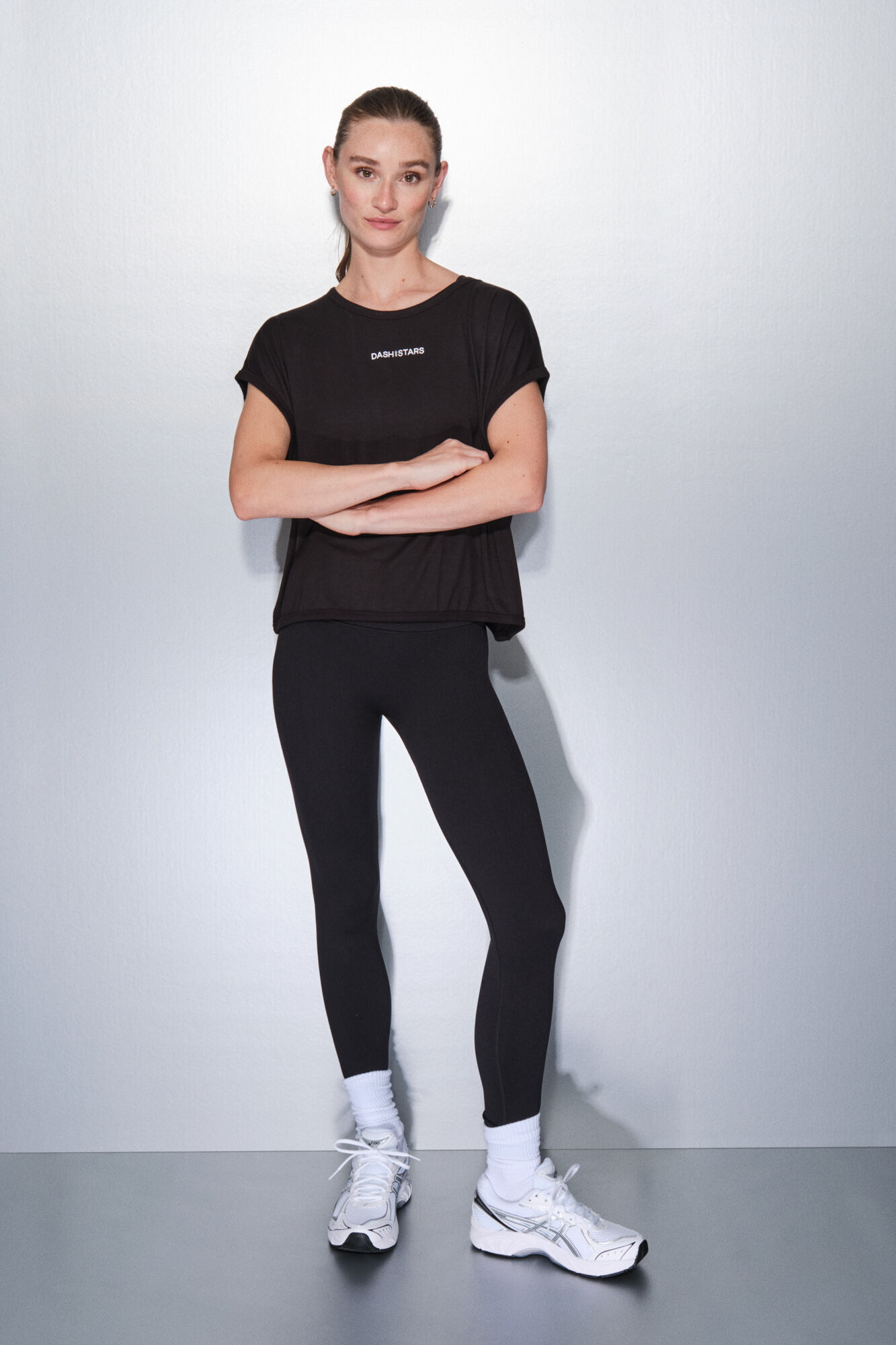 Dash and Stars T-shirt de tecido extrassuave preto