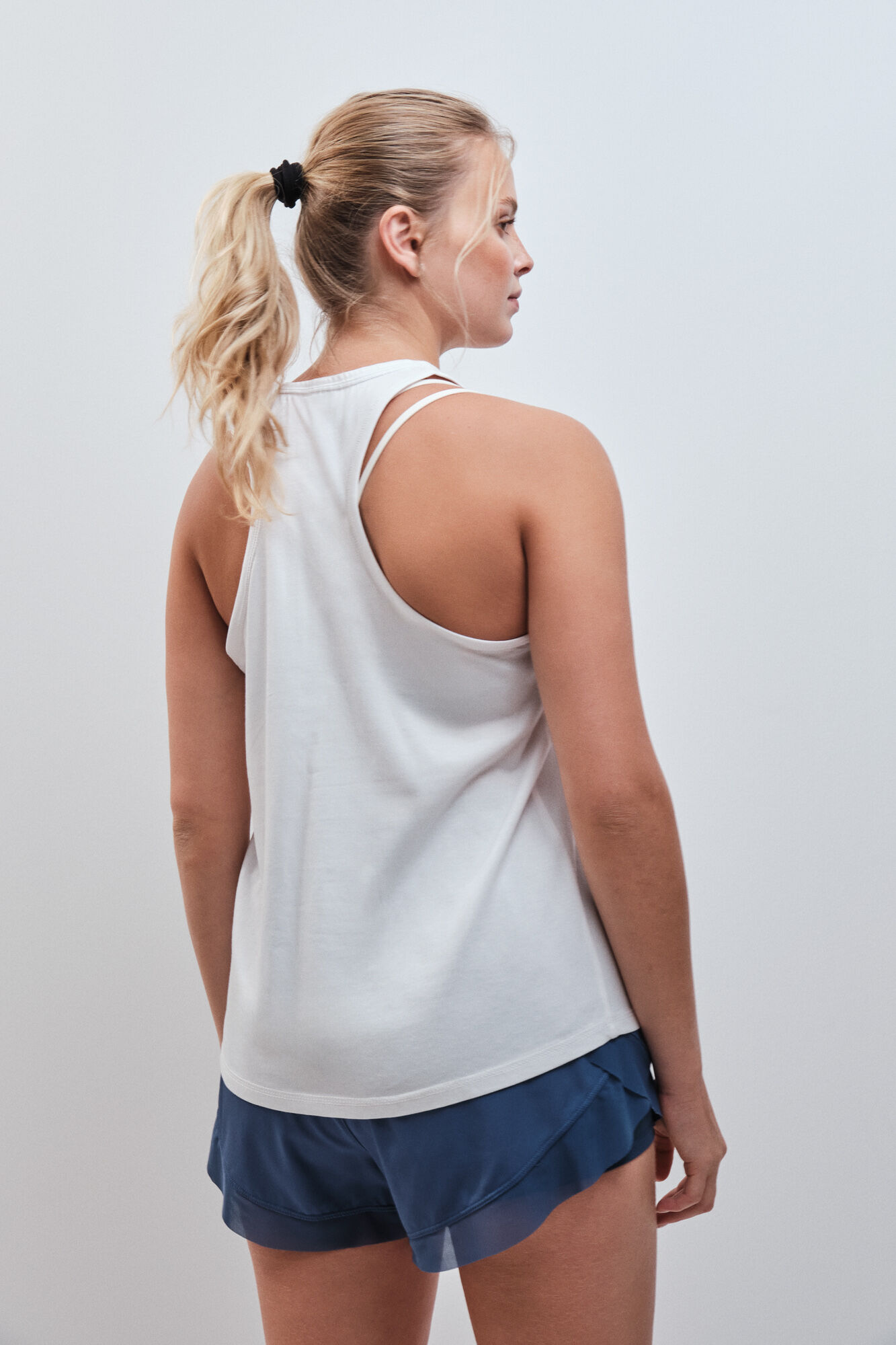 Dash and Stars T-shirt sem mangas em algod&atilde;o branco beige