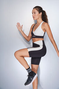 Dash and Stars Leggings de ciclismo 4D STRETCH pretas e brancas preto